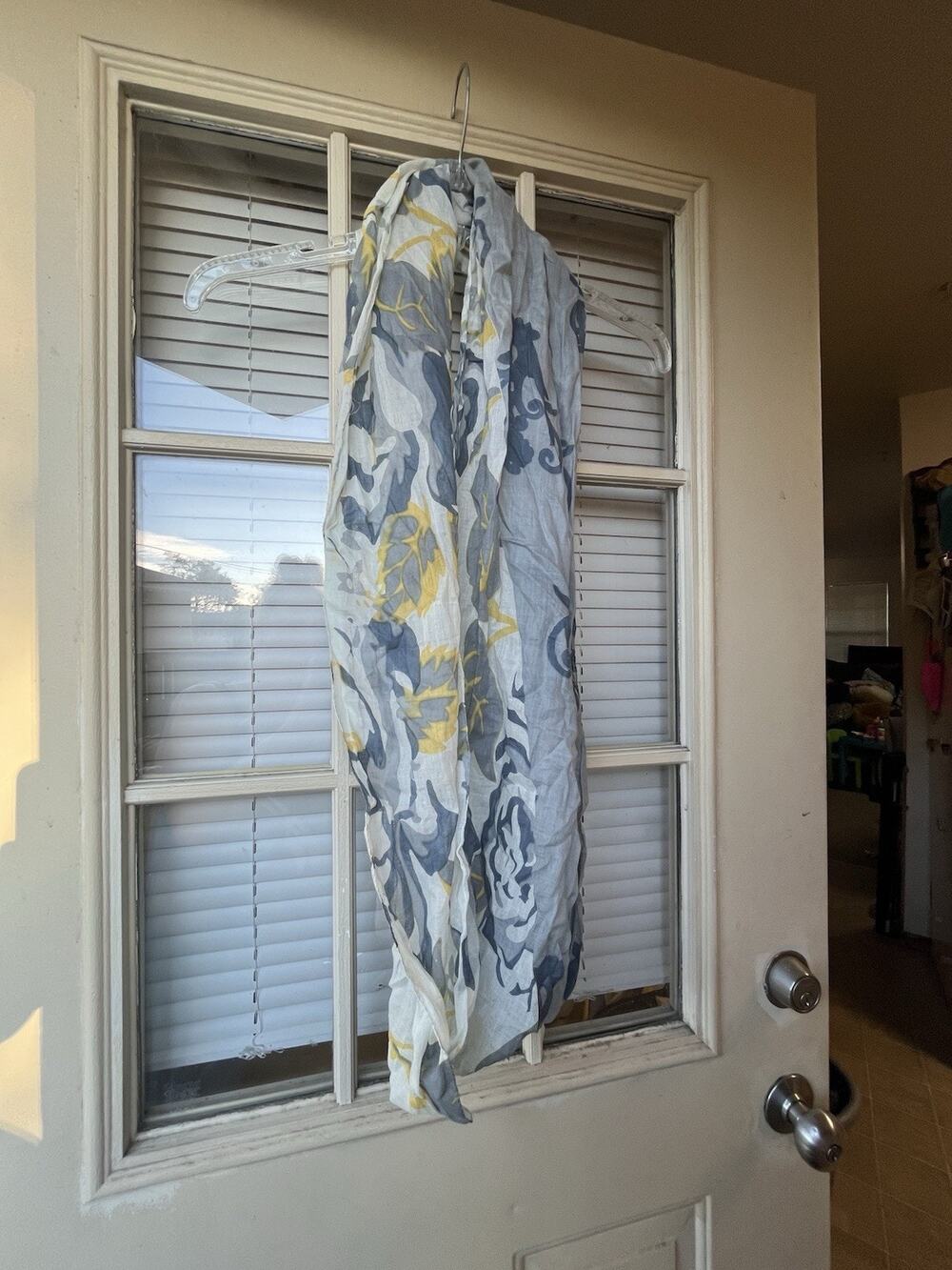 Womens Floral Infinity Scarf Yellow Grey White Botanical Loop Scarf